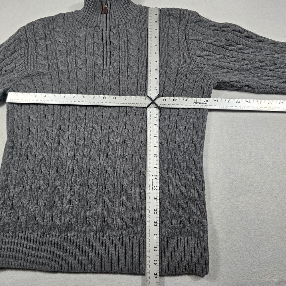 Old Navy Mens Large Gray Sweater 1/4 Zip‎ Pullover Cable Knit Cotton Mock Neck - Picture 6 of 8
